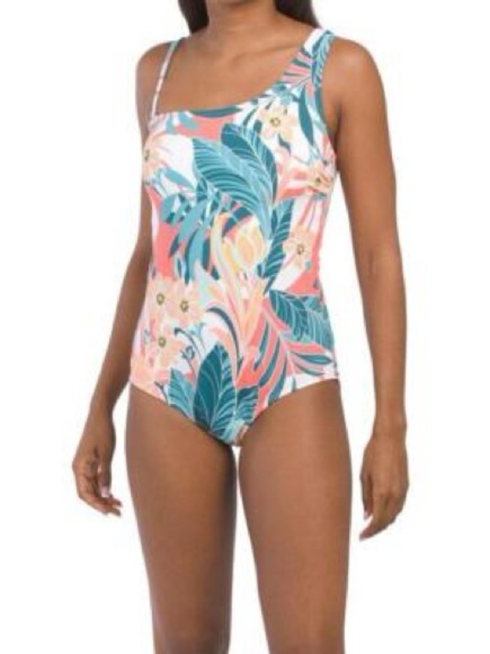 Jantzen Rainforest Print Size 10 One-Shoulder Tropical One Piece Swimsuit